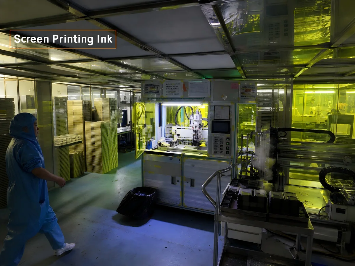 Screen printing room for cover glass process support